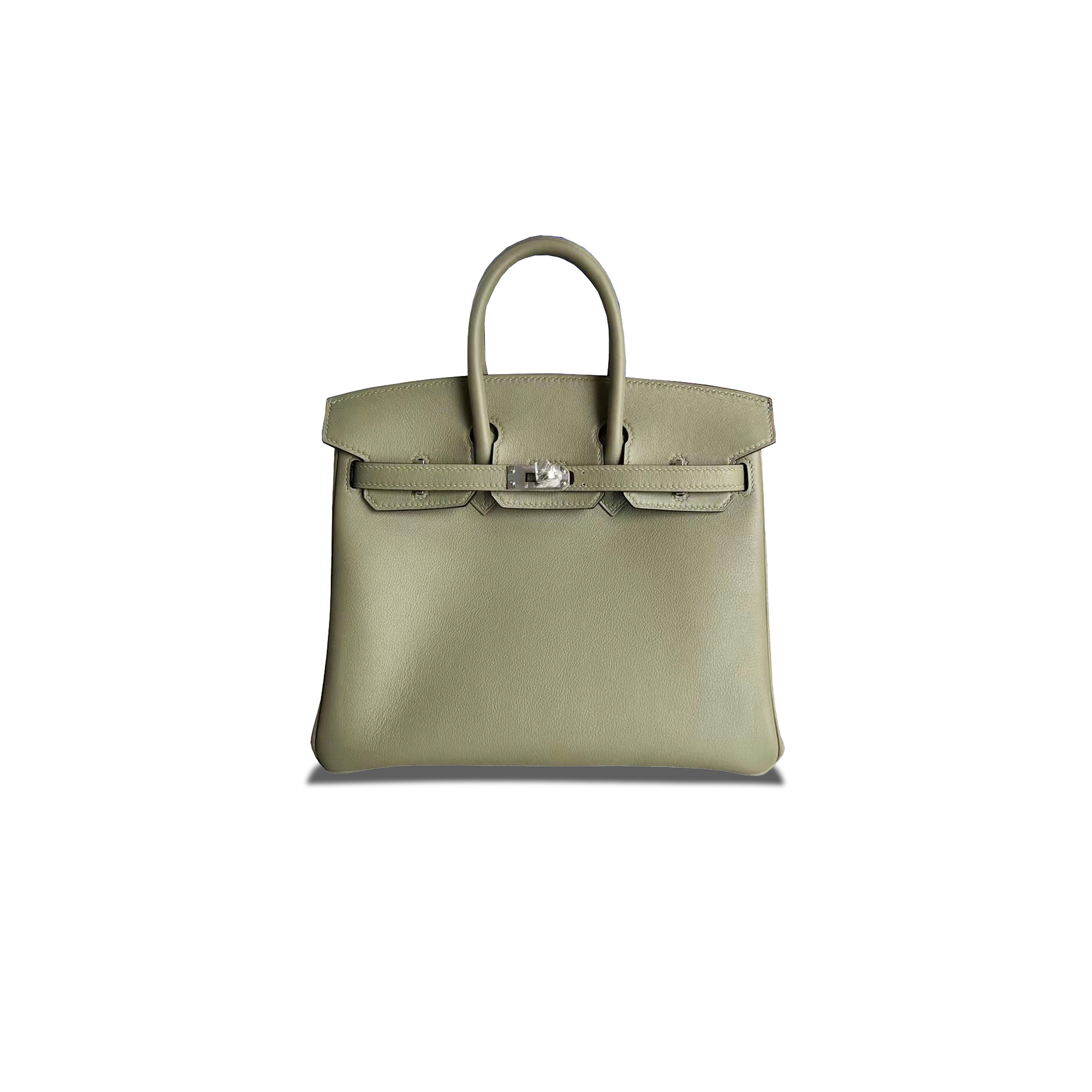 H**mes birkin 25 swift leather sage green silver buckle h049362ck18 (25*20*13cm)